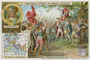 Los hérulos proclaman a su jefe Odoacro rey de Italia, 476
